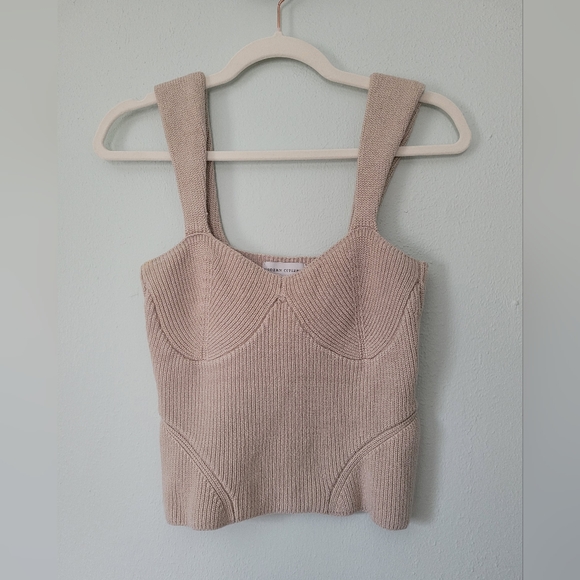 Modern Citizen Tops - Ribbed Knit Tank in Dusty Blush/Cream - Modern Citizen - Medium